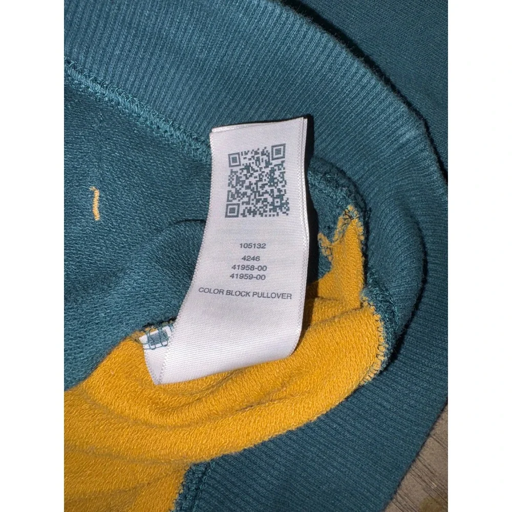 True Religion Hoodie Mens 2XL Teal Yellow Colorblock Pullover Sweatshirt Logo
